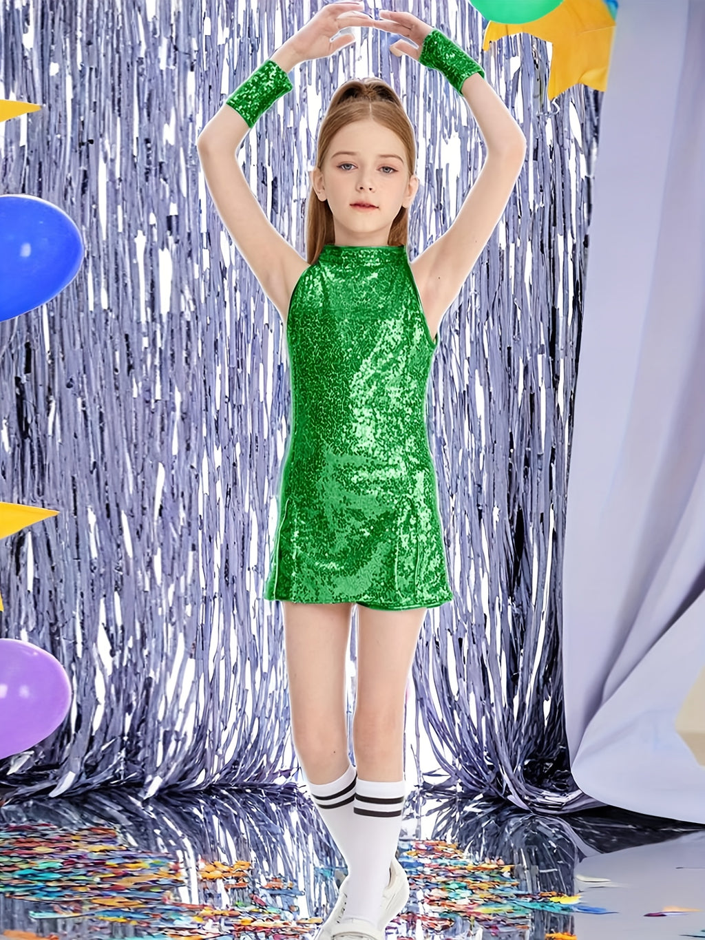 parlak dans kostümü kız çocuk payetli set 🎤 Sahne performansı için ideal