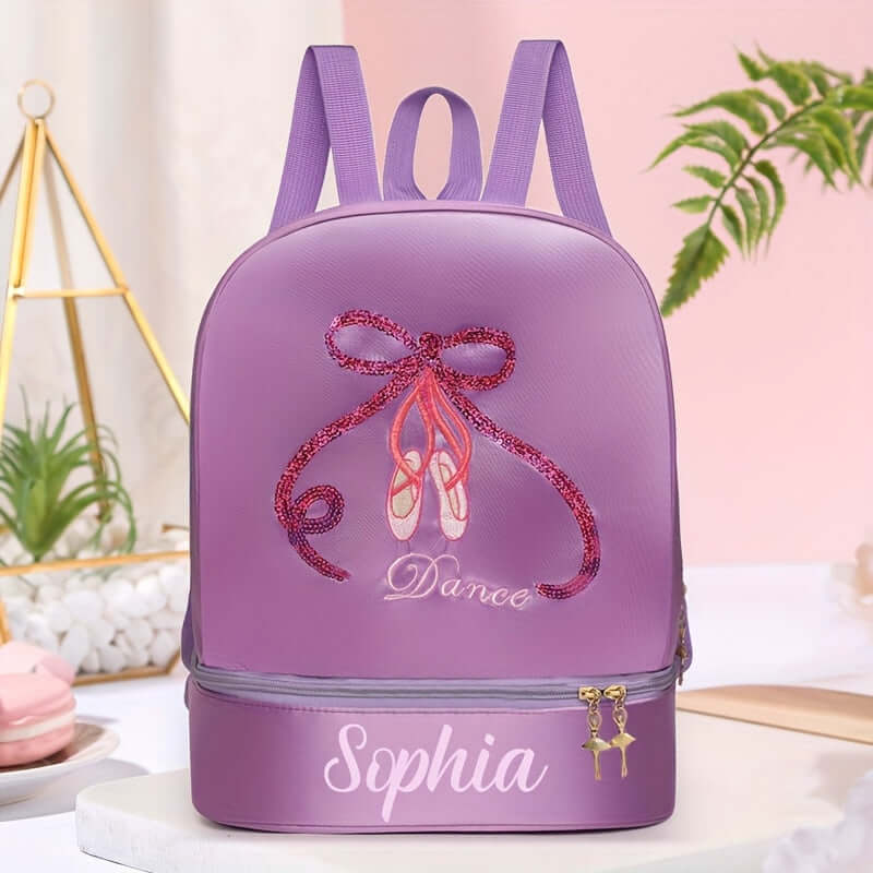 kişiye özel nakışlı pembe bale çantası ayakkabı bölmeli çocuk dans sırt çantası 🩰 Küçük Dansçılara Özel