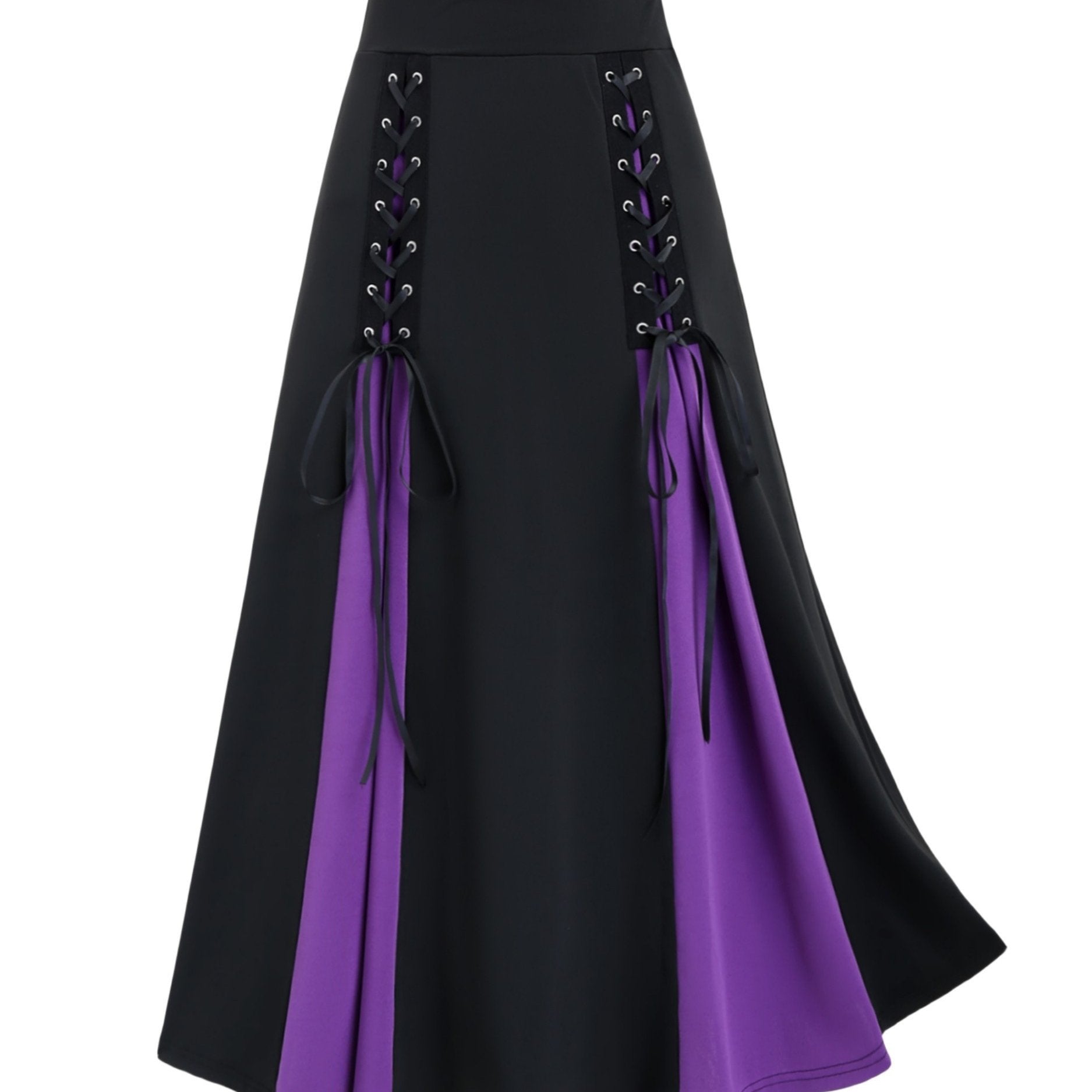 renk bloklu pileli etek – vintage bağlama detaylı yüksek bel kadın etek