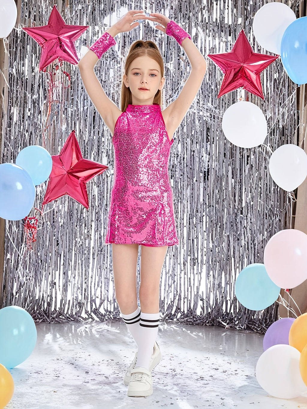 parlak dans kostümü kız çocuk payetli set 🎤 Sahne performansı için ideal