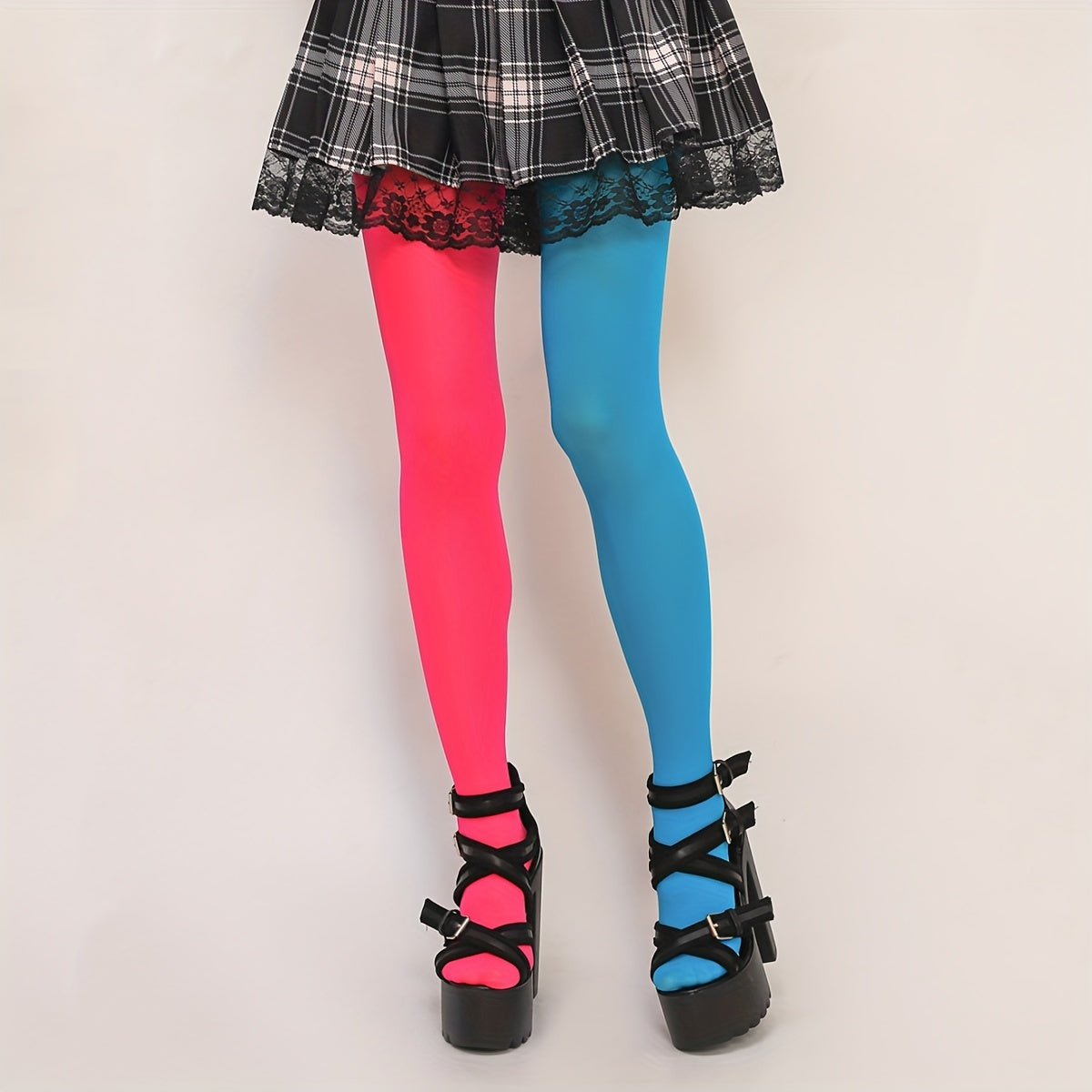 renk bloklu çorap iki tonlu pantolon çorap ⚡ Kontrastın gücü artık bacaklarında!