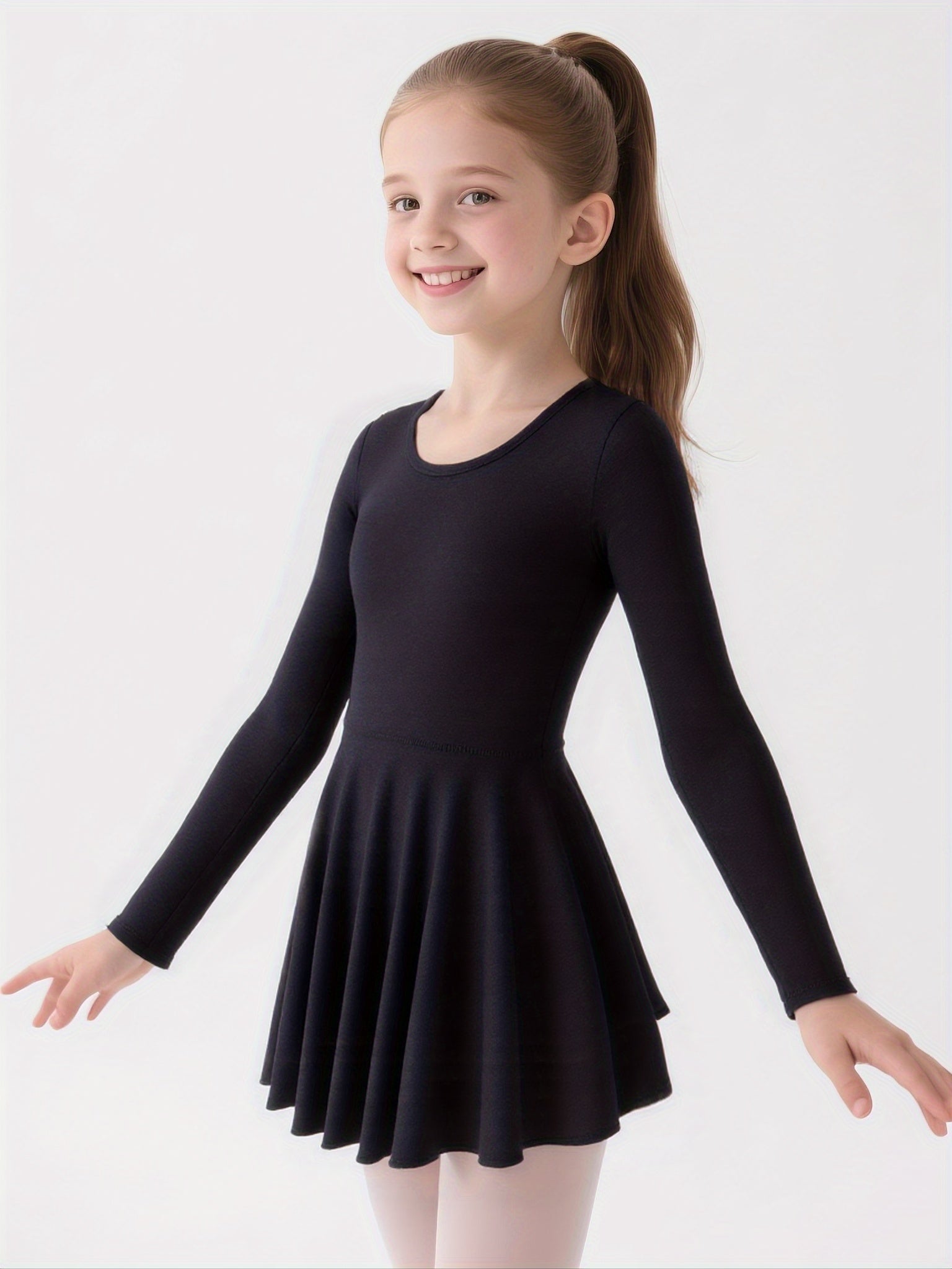 bale elbisesi uzun kollu çapraz sırtlı siyah dans kıyafeti 🌸 Çapraz Sırt Tasarımı