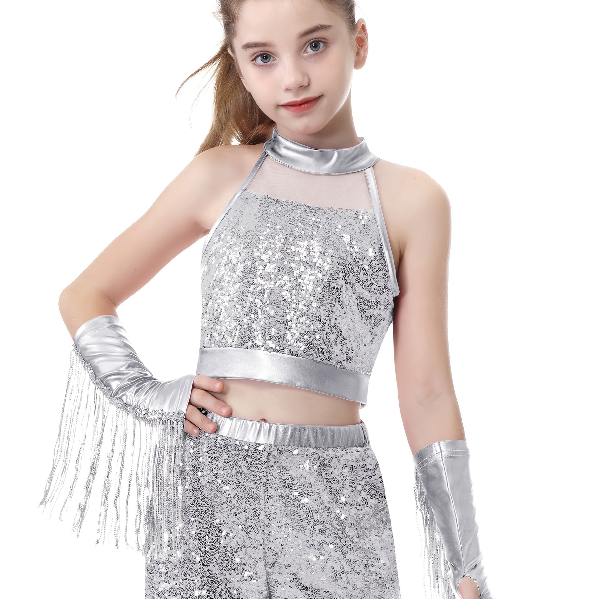 dans kostumu seti kiz cocuk parlak payetli dans kiyafeti 🎶 Üç parça tek fiyat