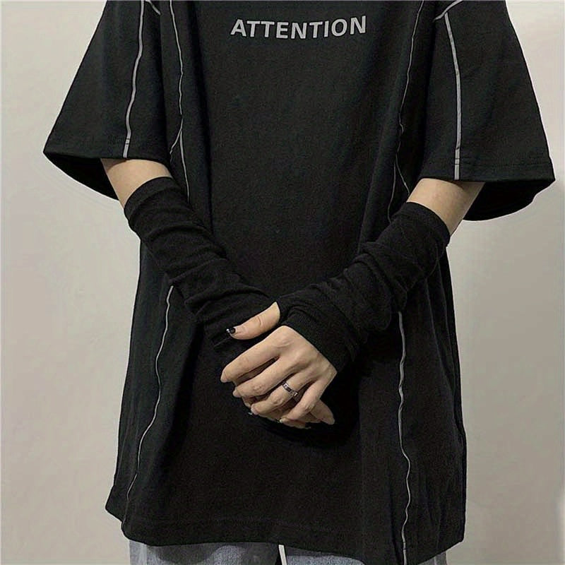 gotik eldiven çizgili parmaksız y2k örgü unisex