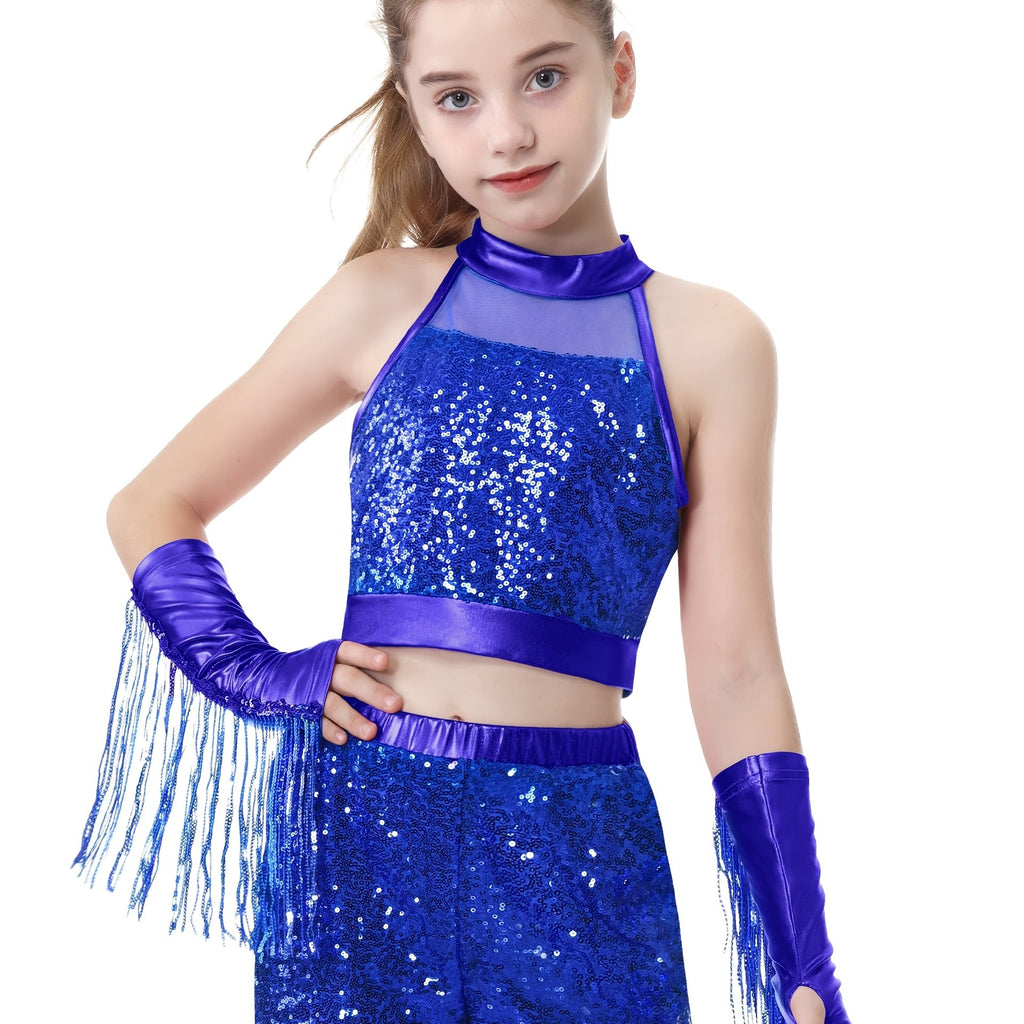 dans kostumu seti kiz cocuk parlak payetli dans kiyafeti 🎶 Üç parça tek fiyat