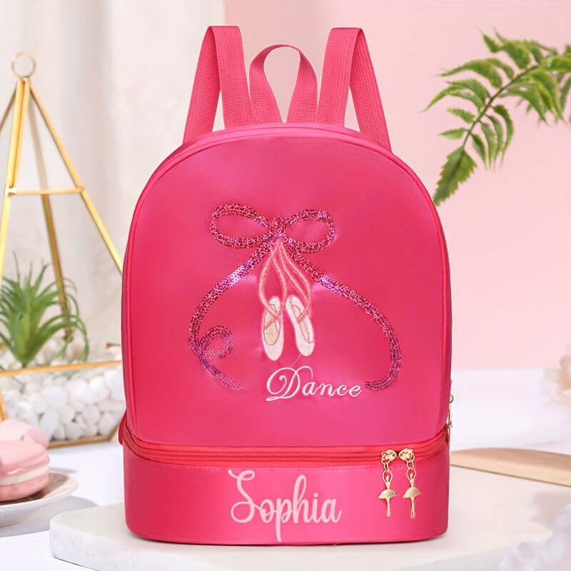 kişiye özel nakışlı pembe bale çantası ayakkabı bölmeli çocuk dans sırt çantası 🩰 Küçük Dansçılara Özel