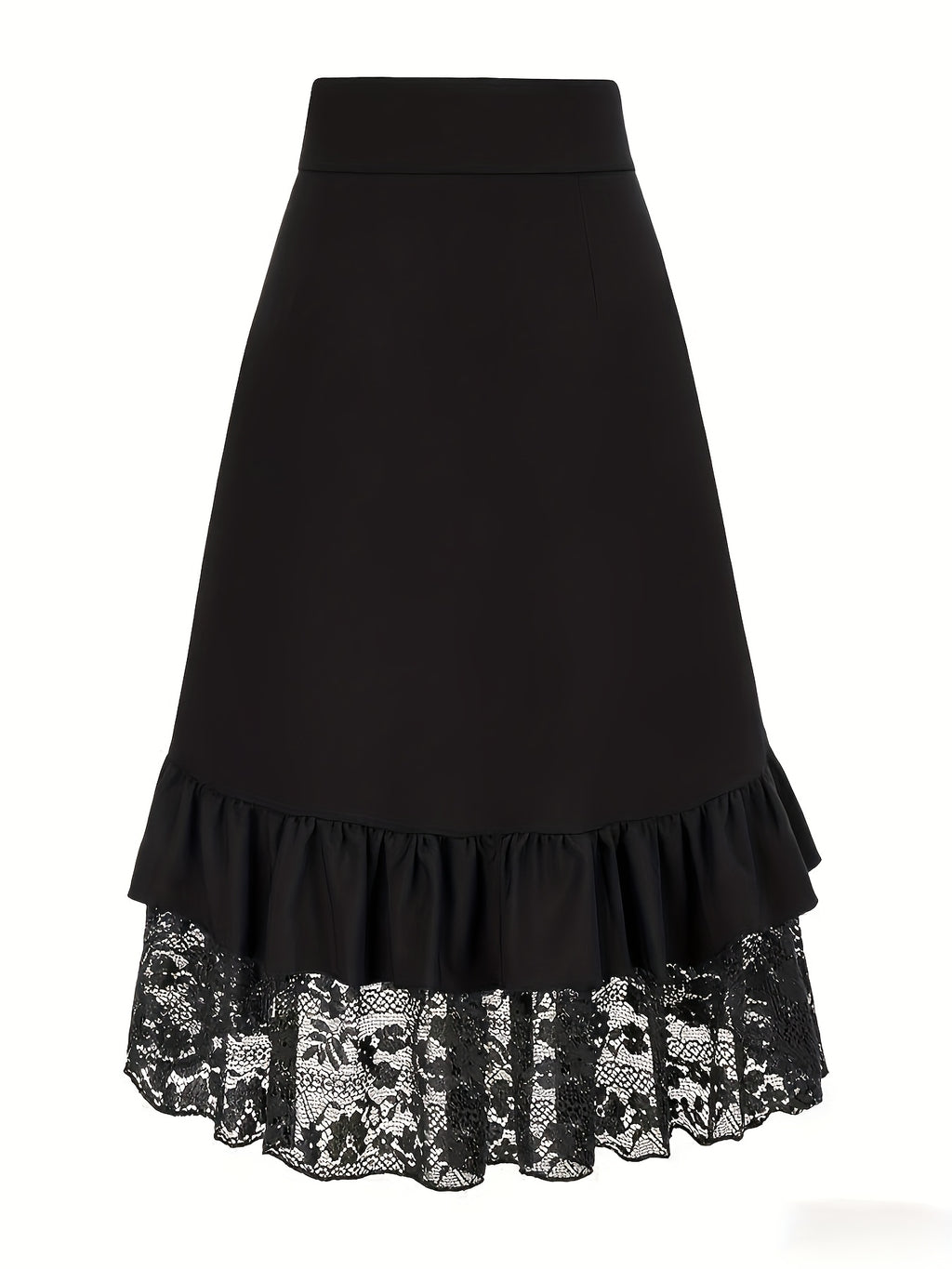 Gotik etek – yüksek bel dantelli ruffled tasarım, metal tokalı dramatik görünüm | Şimdi Keşfet 🖤✨