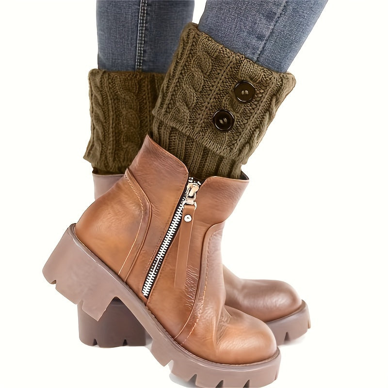 Örgü Bacak Isıtıcıları düğmeli triko model