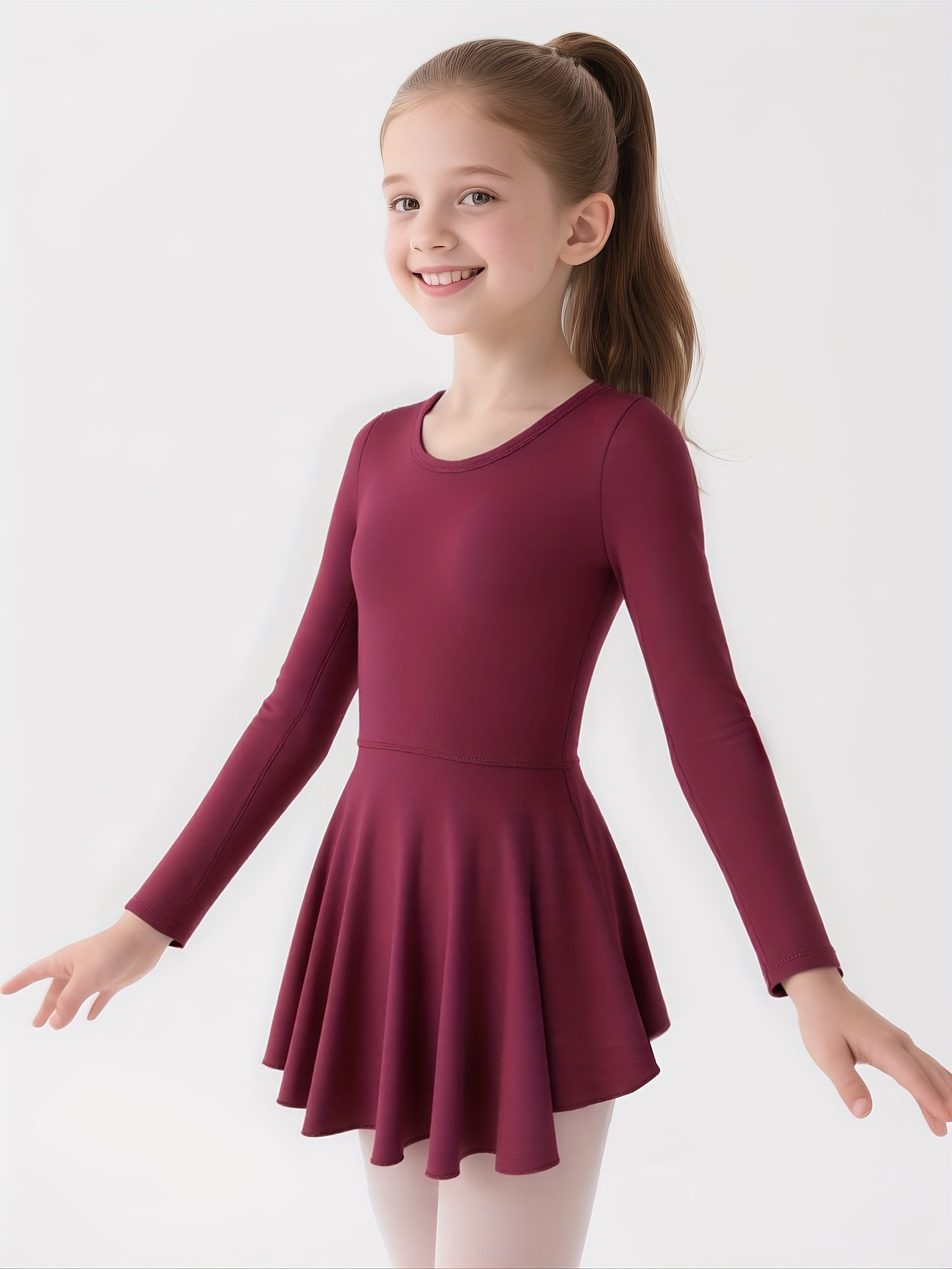 bale elbisesi uzun kollu çapraz sırtlı bordo dans kıyafeti 🌸 Çapraz Sırt Tasarımı