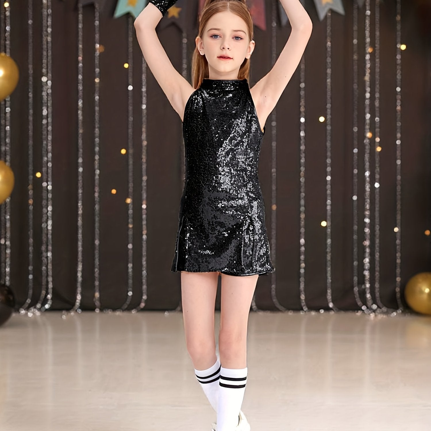 parlak dans kostümü kız çocuk payetli set 🎤 Sahne performansı için ideal