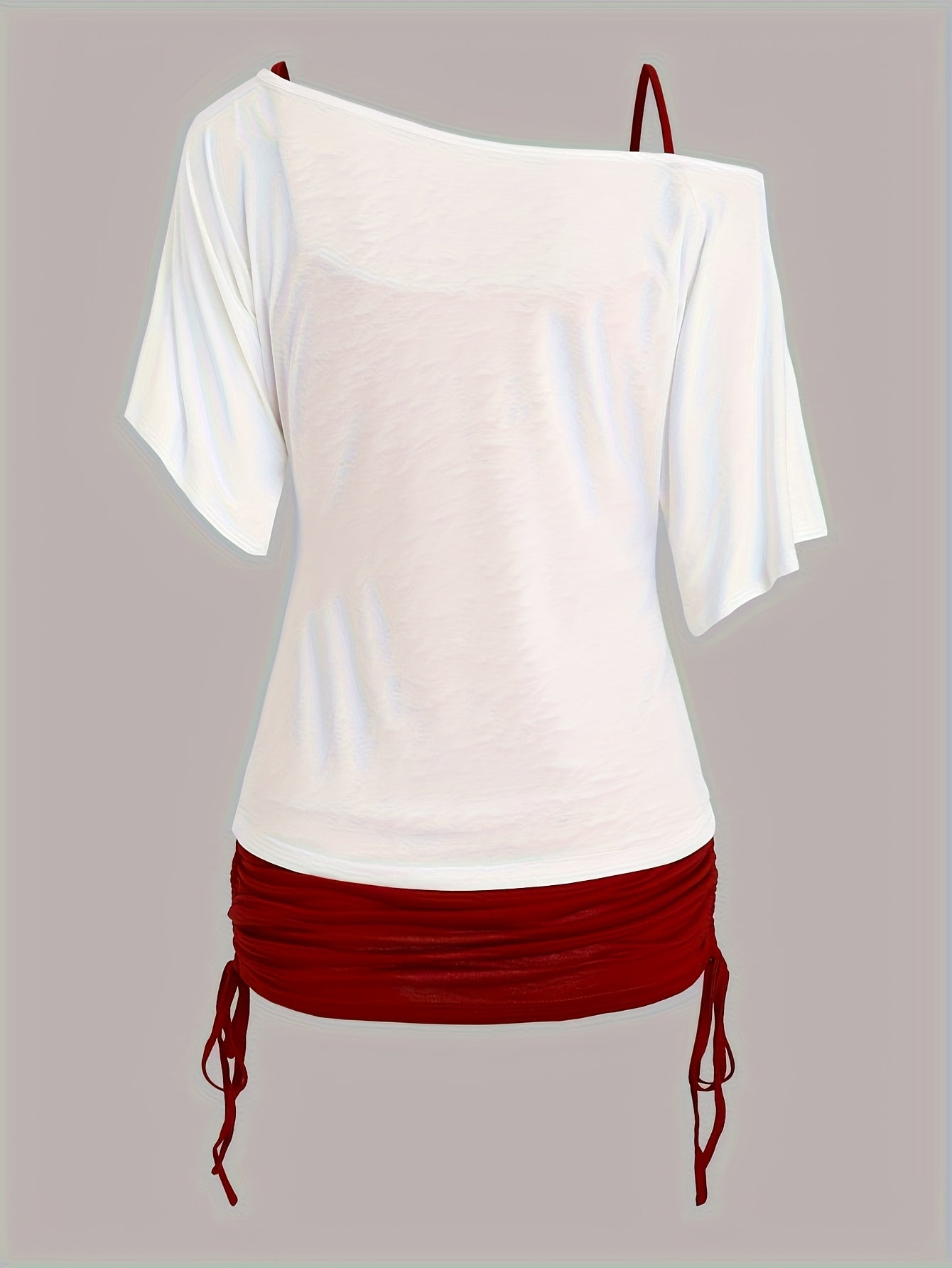 gül baskılı iki parçalı bluz – tek omuz y2k kadın bluz seti