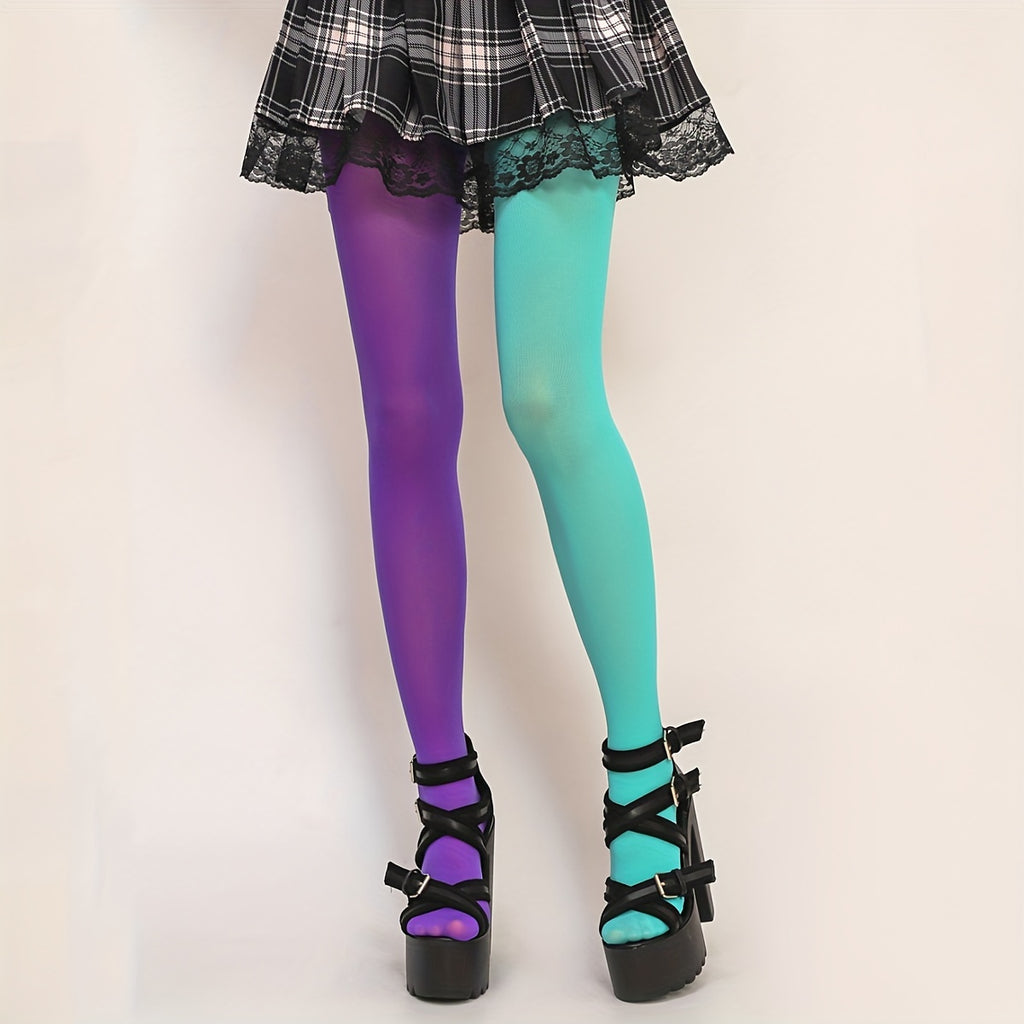 renk bloklu çorap iki tonlu pantolon çorap ⚡ Kontrastın gücü artık bacaklarında!