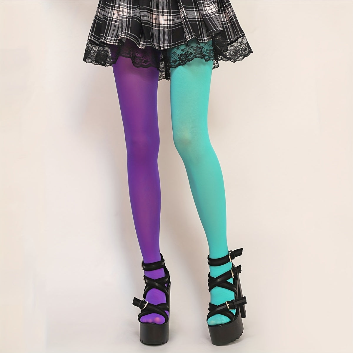 renk bloklu çorap iki tonlu pantolon çorap ⚡ Kontrastın gücü artık bacaklarında!