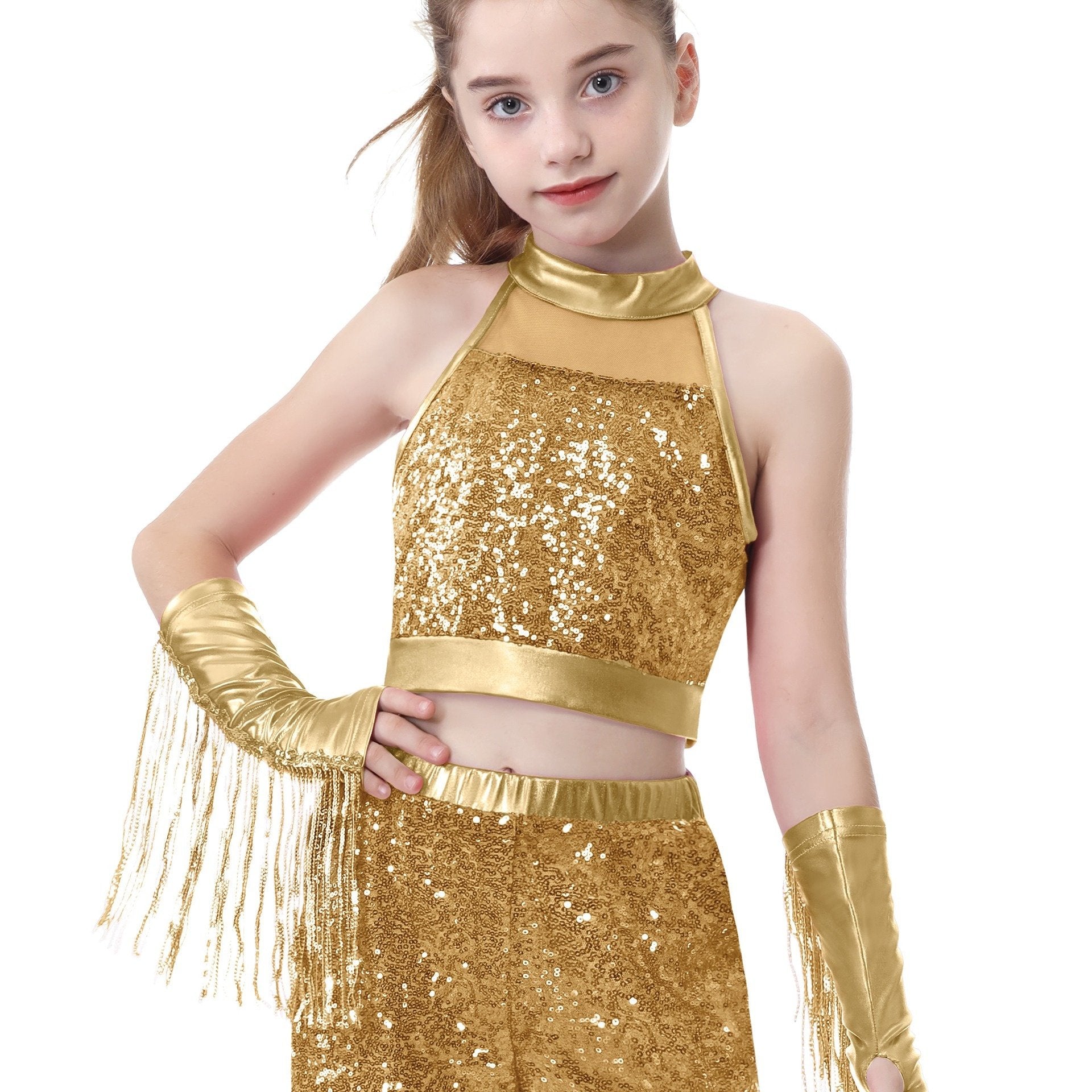 dans kostumu seti kiz cocuk parlak payetli dans kiyafeti 🎶 Üç parça tek fiyat