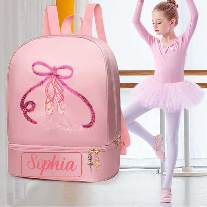 kişiye özel nakışlı pembe bale çantası ayakkabı bölmeli çocuk dans sırt çantası 🩰 Küçük Dansçılara Özel