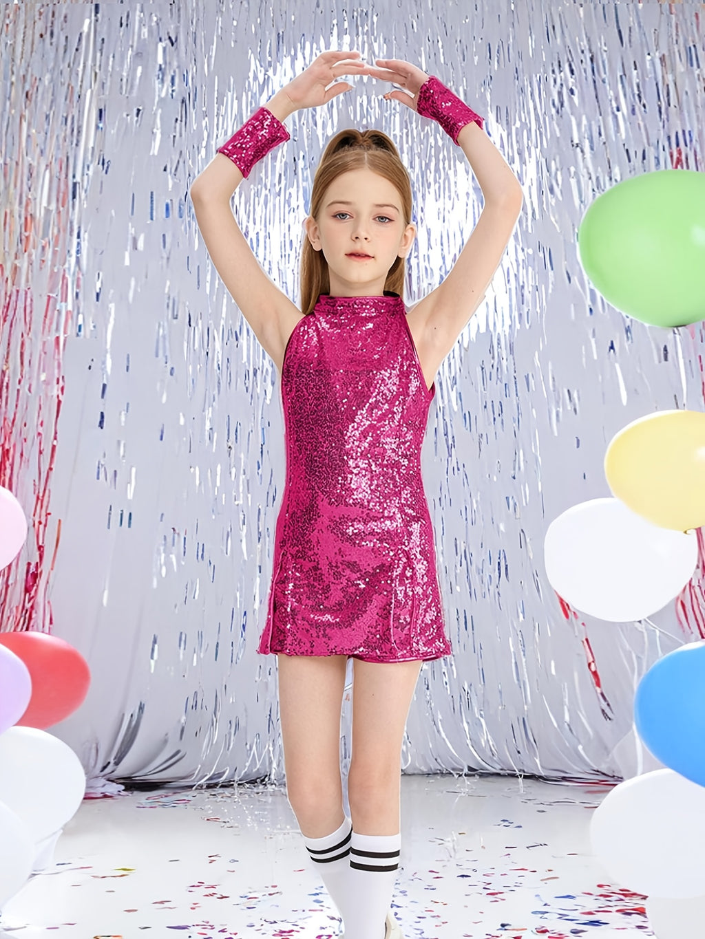 parlak dans kostümü kız çocuk payetli set 🎤 Sahne performansı için ideal