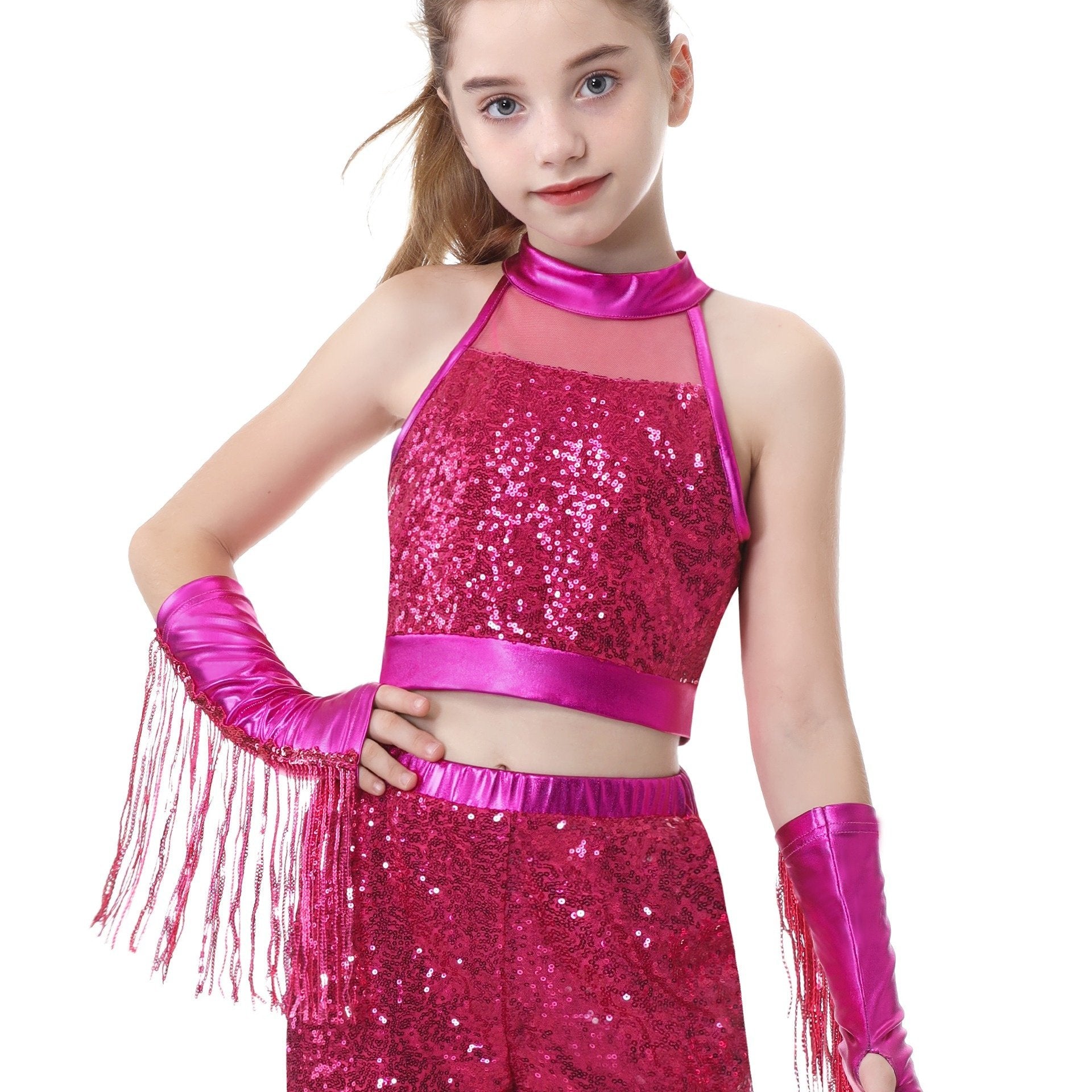 dans kostumu seti kiz cocuk parlak payetli dans kiyafeti 🎶 Üç parça tek fiyat