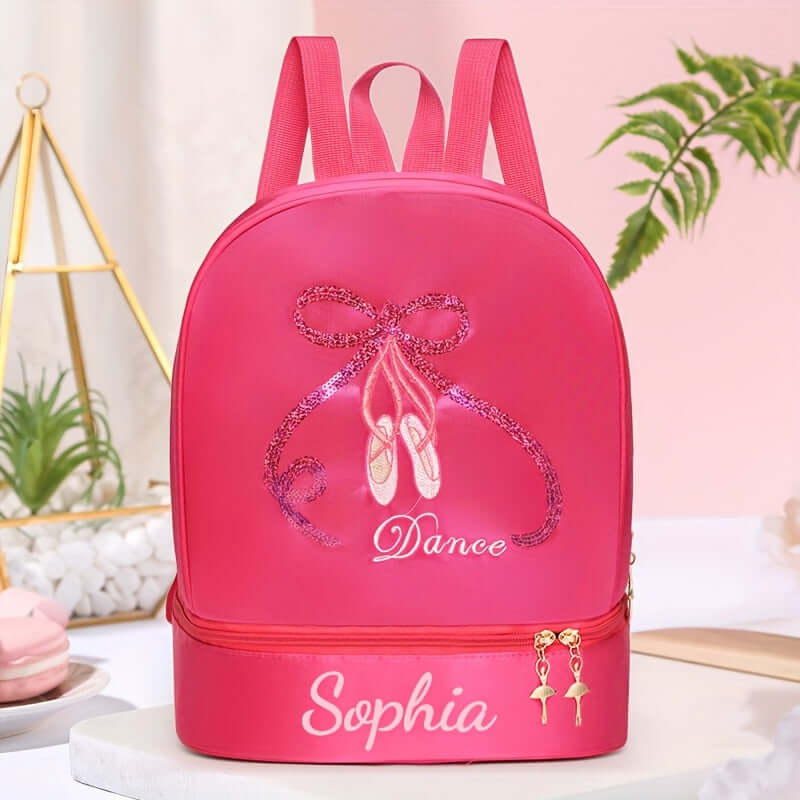 kişiye özel nakışlı pembe bale çantası ayakkabı bölmeli çocuk dans sırt çantası 🩰 Küçük Dansçılara Özel