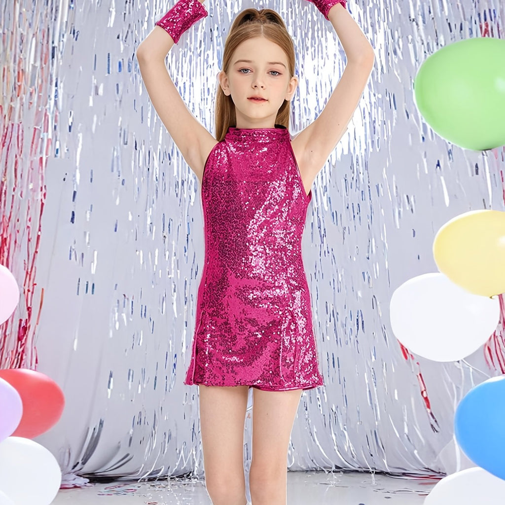 parlak dans kostümü kız çocuk payetli set 🎤 Sahne performansı için ideal