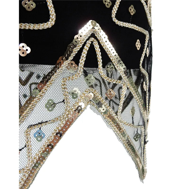 1920’ler Tarzı Altın Detaylı Pul Payet Elbise – Vintage Gatsby Parti Elbisesi