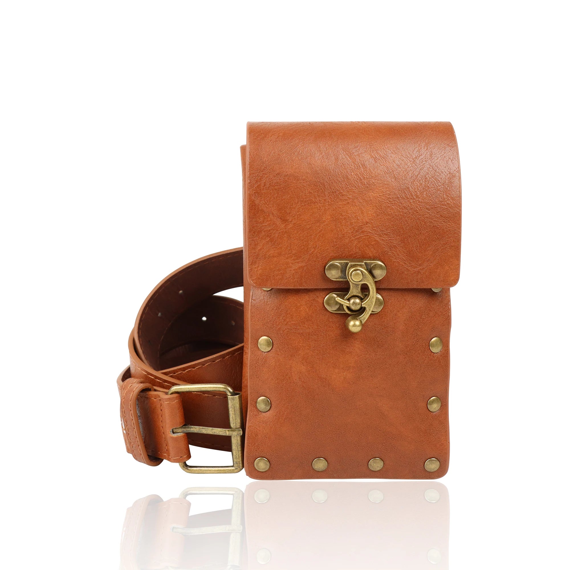 Steampunk Deri Bel Çantası – Cosplay & Kostüm Şişe Askılı Aksesuar