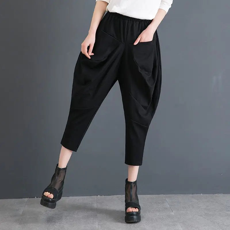 Düşük Klasik Kesim Harem Pantolon – Rahat Kalıp ve Cepli Tasarım