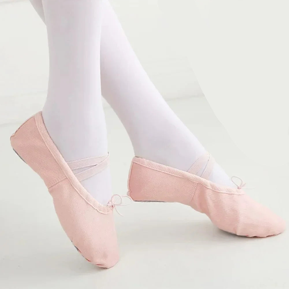 Balerin Ayakkabısı – Esnek Kumaşlı, Çapraz Lastikli Bale Patiği