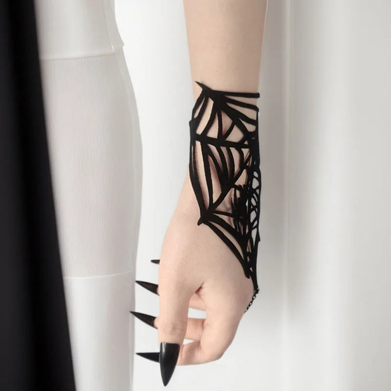 gotik bileklik kadın siyah dikenli örümcek ağı tasarım takı 🖤Asi Ruhun En Şık Hali