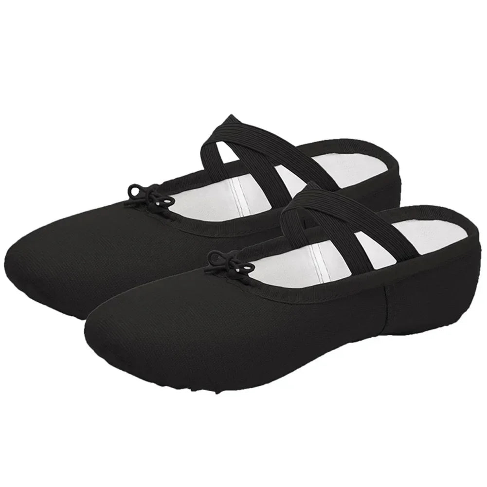 Balerin Ayakkabısı – Esnek Kumaşlı, Çapraz Lastikli Bale Patiği