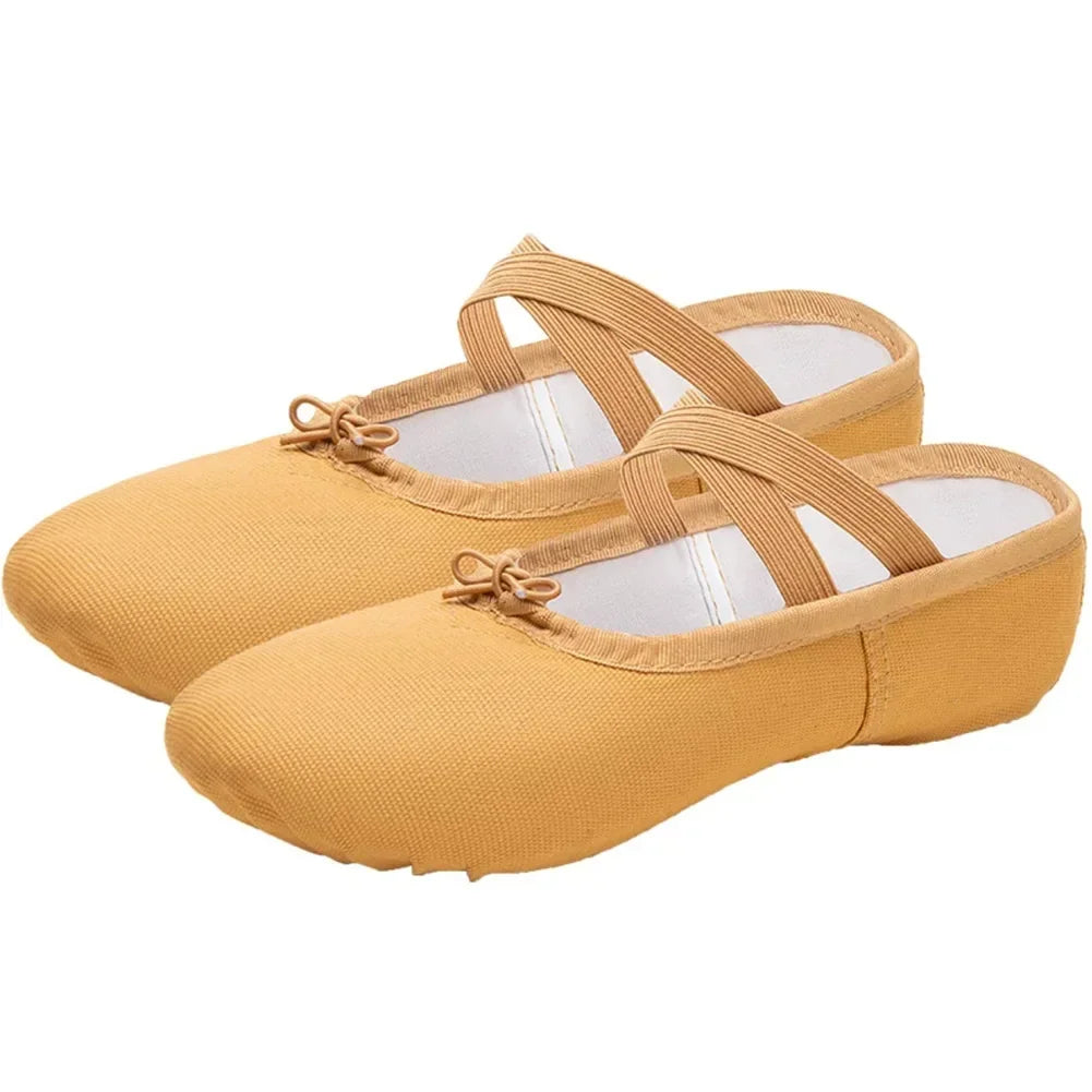 Balerin Ayakkabısı – Esnek Kumaşlı, Çapraz Lastikli Bale Patiği