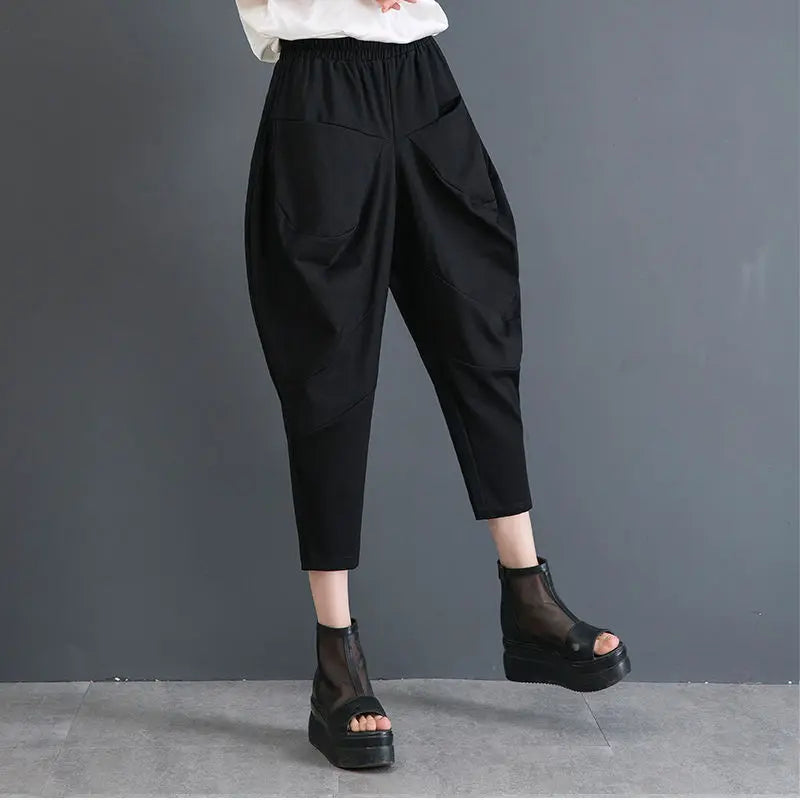 Düşük Klasik Kesim Harem Pantolon – Rahat Kalıp ve Cepli Tasarım