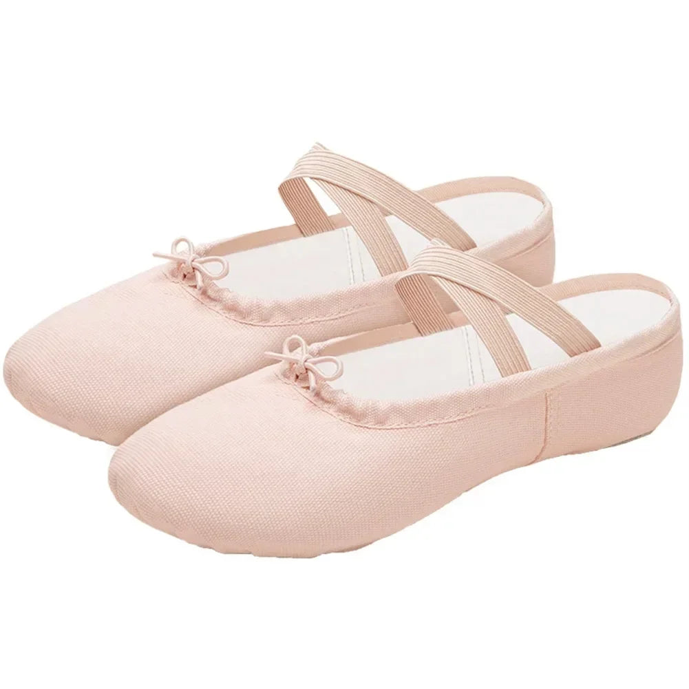 Balerin Ayakkabısı – Esnek Kumaşlı, Çapraz Lastikli Bale Patiği