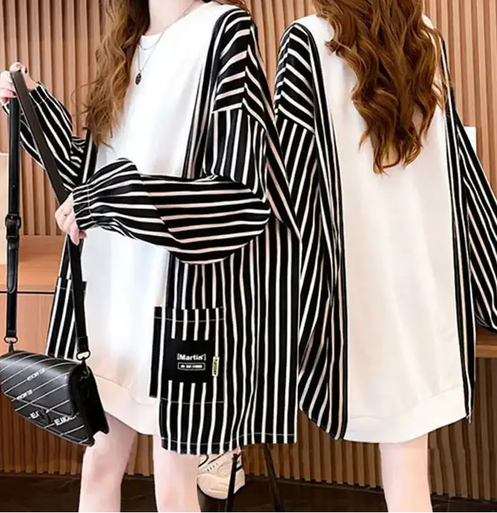 Çizgili Oversize Sweatshirt Elbise – Alternatif Günlük Stil