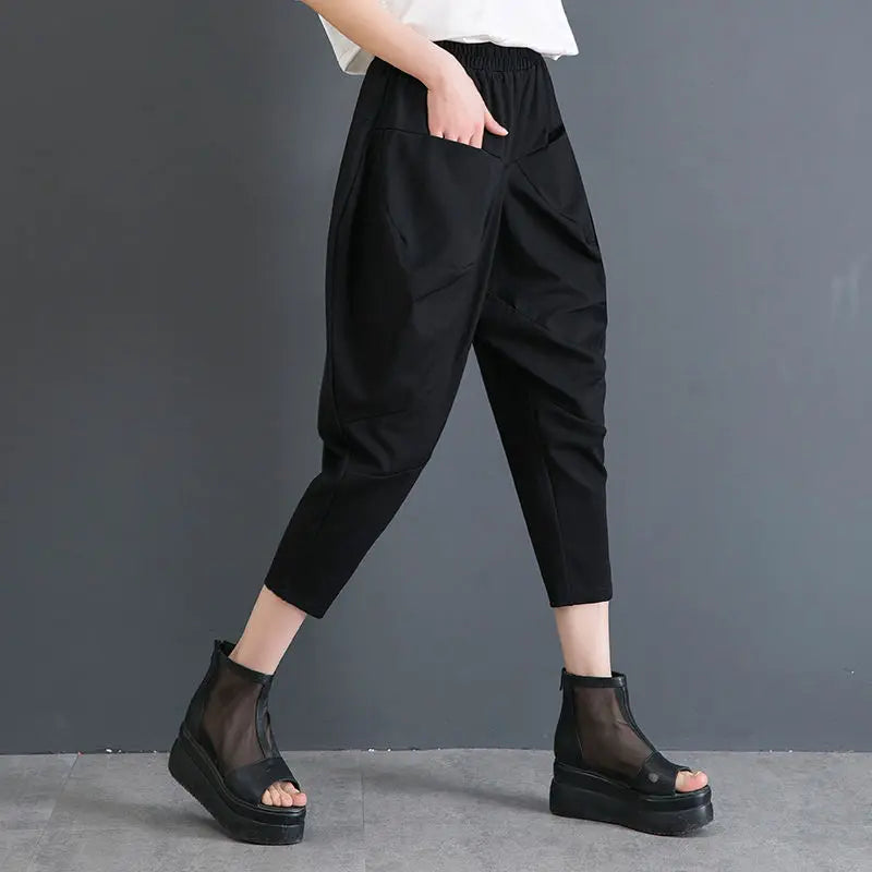 Düşük Klasik Kesim Harem Pantolon – Rahat Kalıp ve Cepli Tasarım