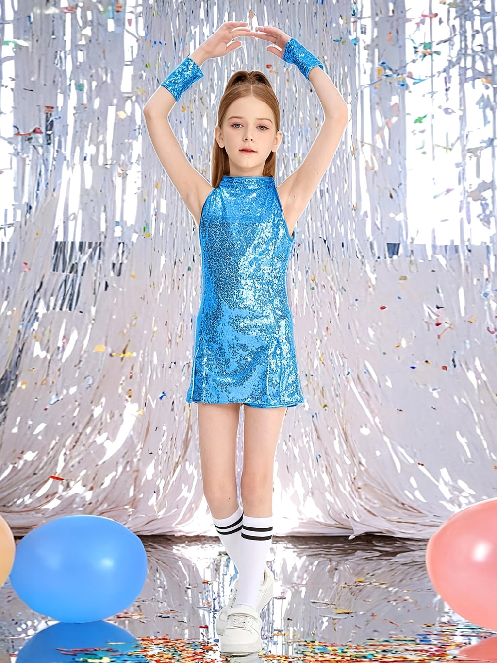 parlak dans kostümü kız çocuk payetli set 🎤 Sahne performansı için ideal