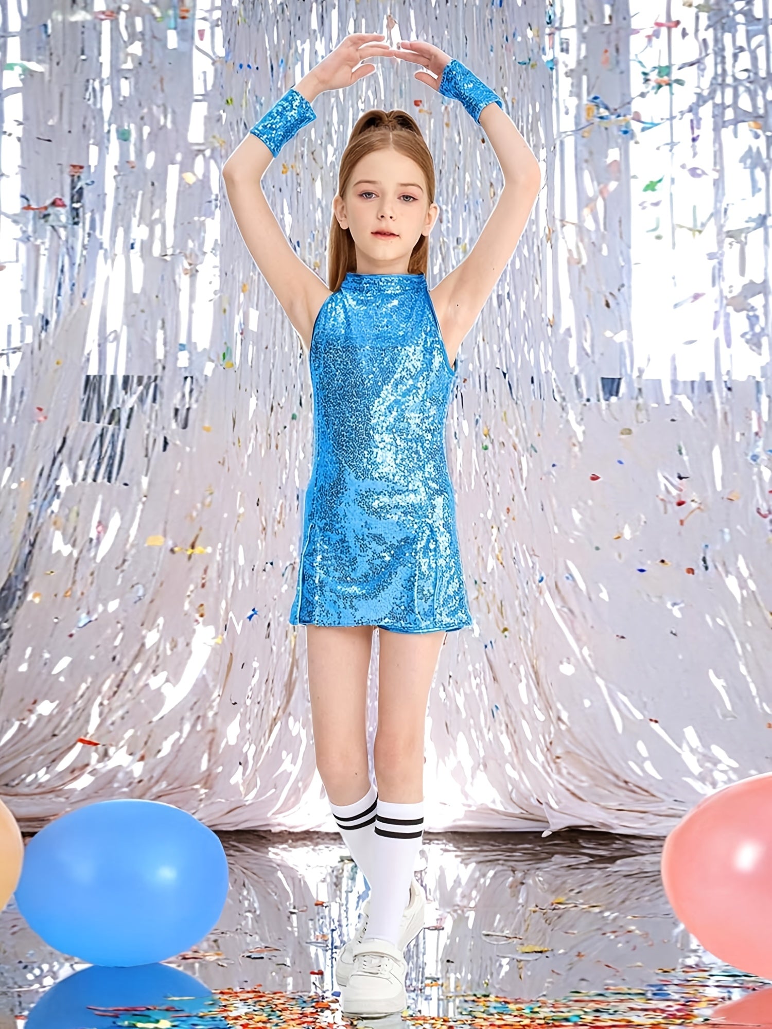 parlak dans kostümü kız çocuk payetli set 🎤 Sahne performansı için ideal