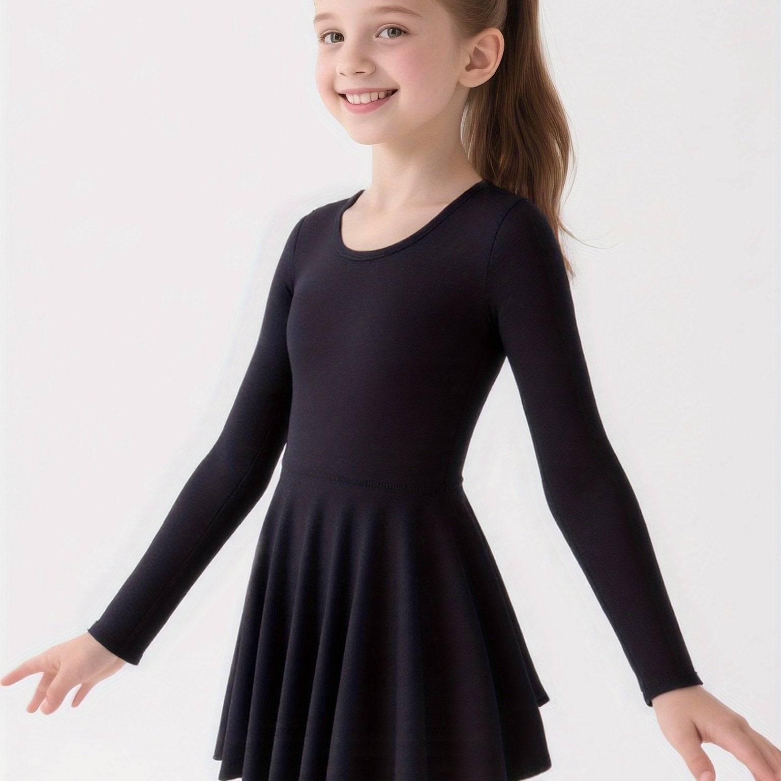 bale elbisesi uzun kollu çapraz sırtlı siyah dans kıyafeti 🌸 Çapraz Sırt Tasarımı