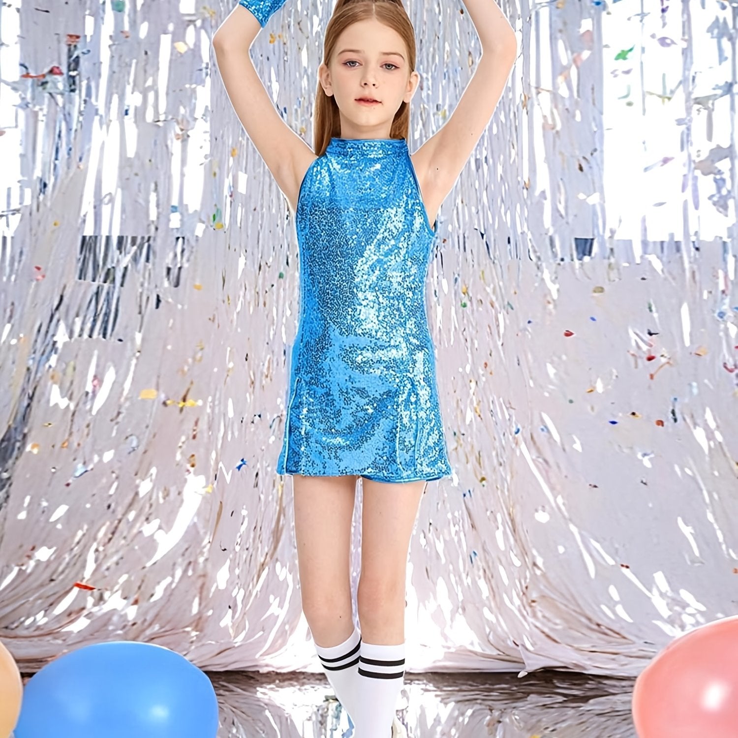 parlak dans kostümü kız çocuk payetli set 🎤 Sahne performansı için ideal