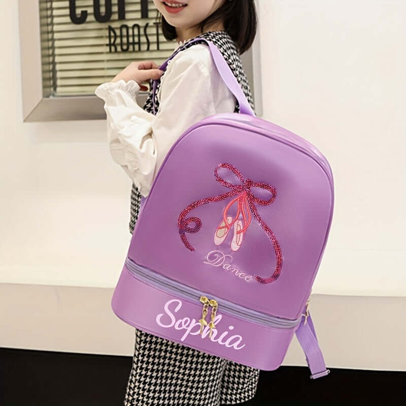 kişiye özel nakışlı pembe bale çantası ayakkabı bölmeli çocuk dans sırt çantası 🩰 Küçük Dansçılara Özel