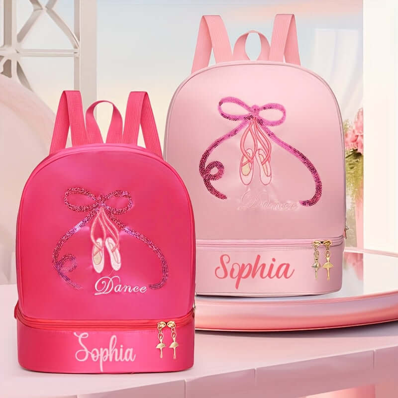 kişiye özel nakışlı pembe bale çantası ayakkabı bölmeli çocuk dans sırt çantası 🩰 Küçük Dansçılara Özel