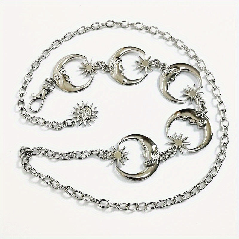 Metal kemer – Güneş Ay Yıldız zincir tasarım kadın aksesuarı | Mistik & bohem stil dokunuşu ✨🌙 Hemen keşfet!