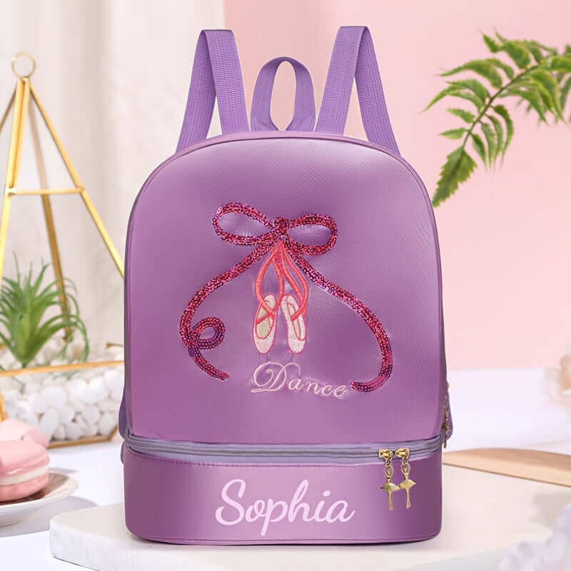 kişiye özel nakışlı pembe bale çantası ayakkabı bölmeli çocuk dans sırt çantası 🩰 Küçük Dansçılara Özel