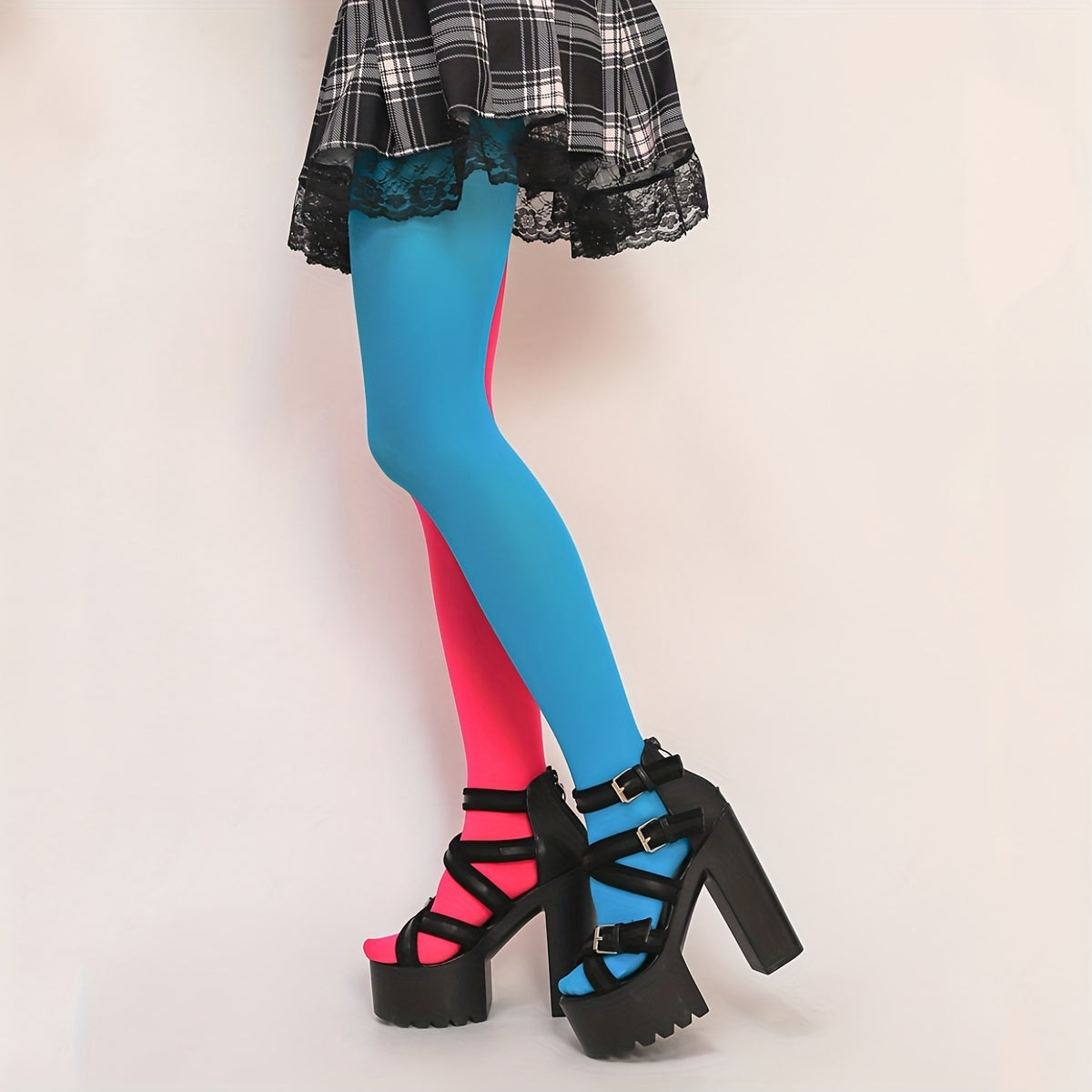 renk bloklu çorap iki tonlu pantolon çorap ⚡ Kontrastın gücü artık bacaklarında!