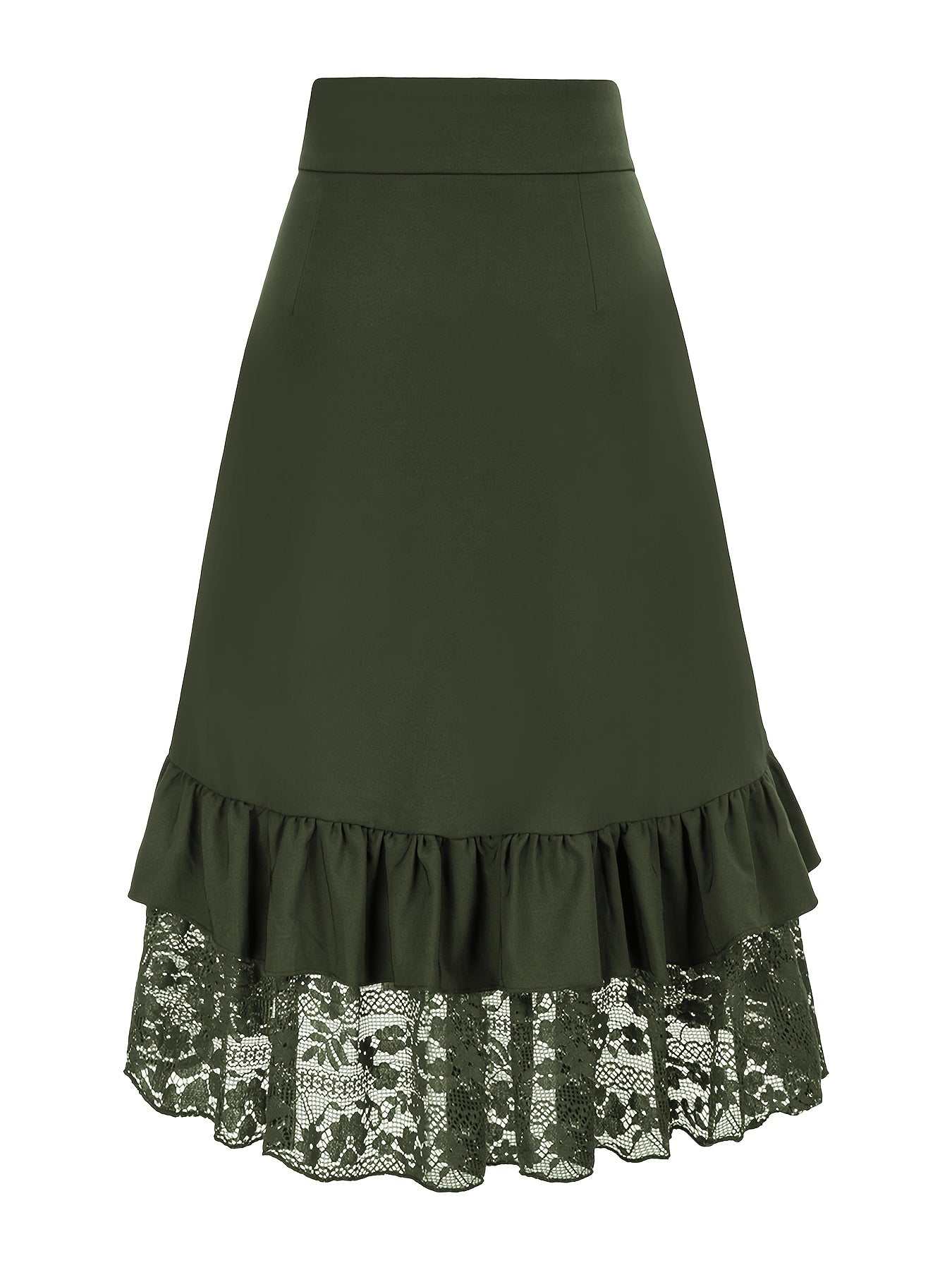 Gotik etek – yüksek bel dantelli ruffled tasarım, metal tokalı dramatik görünüm | Şimdi Keşfet 🖤✨