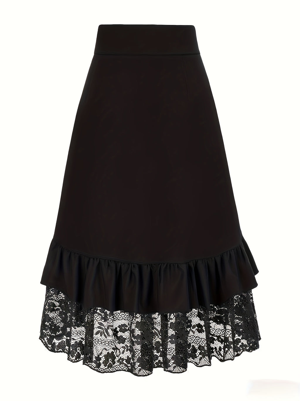 Gotik etek – yüksek bel dantelli ruffled tasarım, metal tokalı dramatik görünüm | Şimdi Keşfet 🖤✨